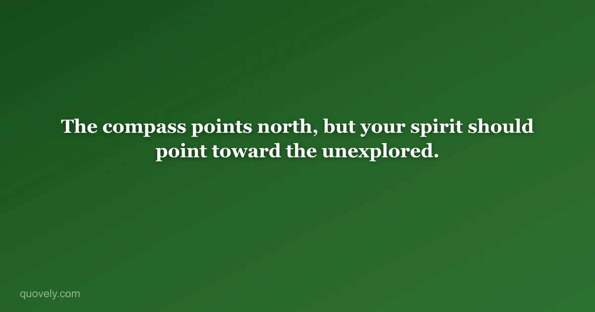 The compass points north, but your spirit should point toward the unexplored. — Travel quote from Quovely